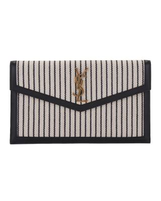 Saint Laurent Uptown Striped Canvas Pouch Clutch Bag