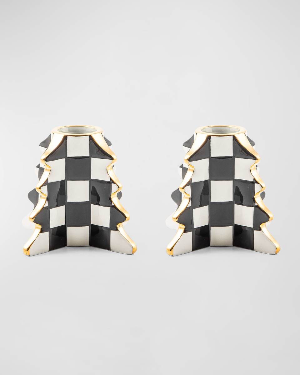 Check Tree Candle Holder, Set of 2
