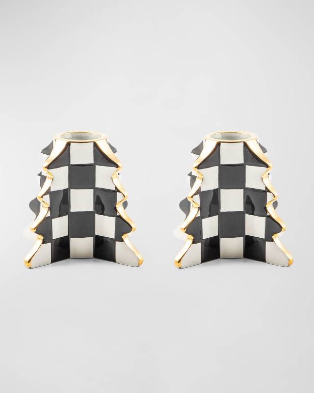 Check Tree Candle Holder, Set of 2