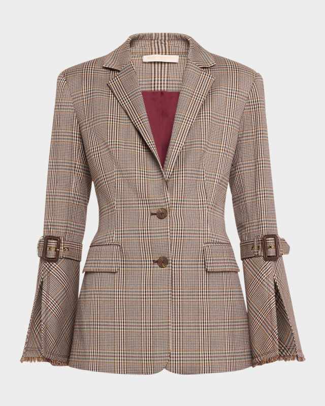Loretta Single-Breasted Plaid Blazer