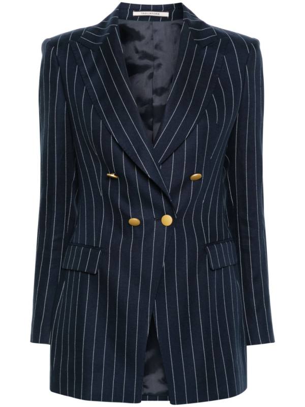 pinstriped double-breasted blazer