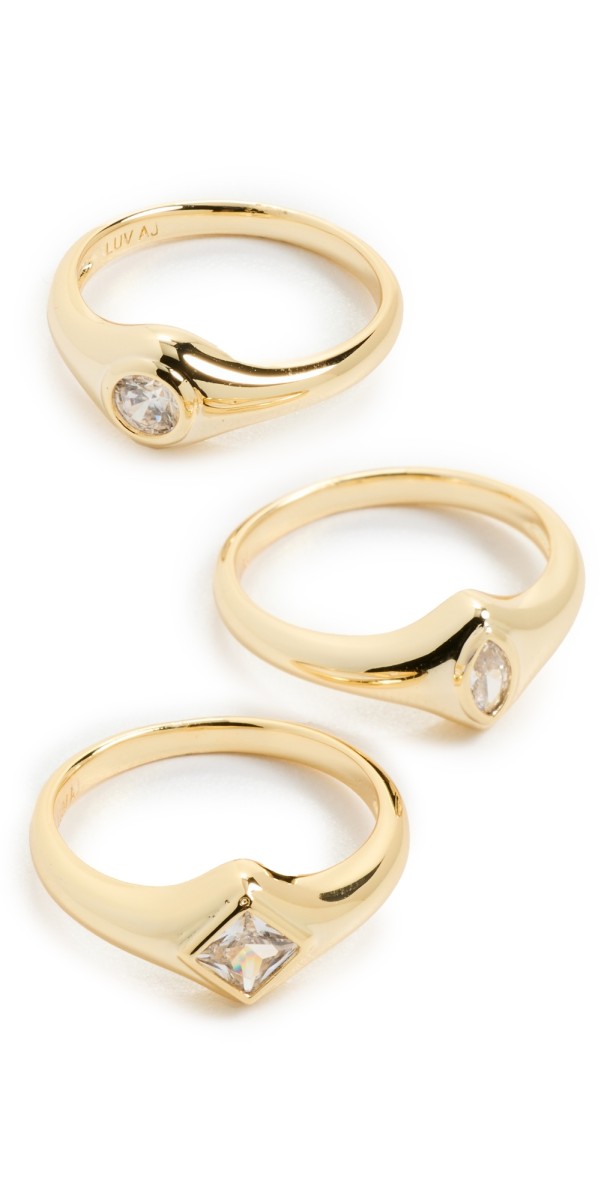 Luv Aj The Bijoux Bezel Ring Set Gold