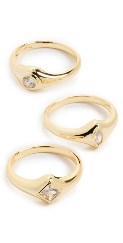 Luv Aj The Bijoux Bezel Ring Set Gold