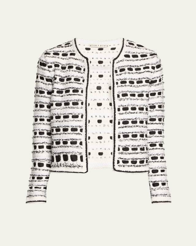 Marjorie Textured Tweed Stitch Cardigan Jacket