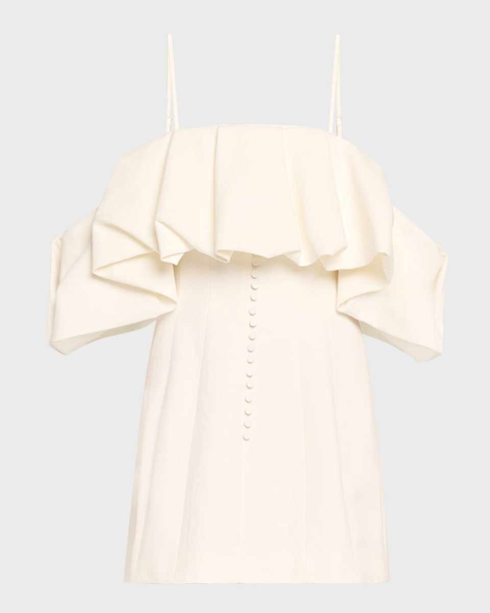 Puff Overlay Square-Neck Mini Dress