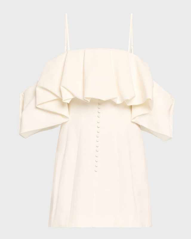 Puff Overlay Square-Neck Mini Dress