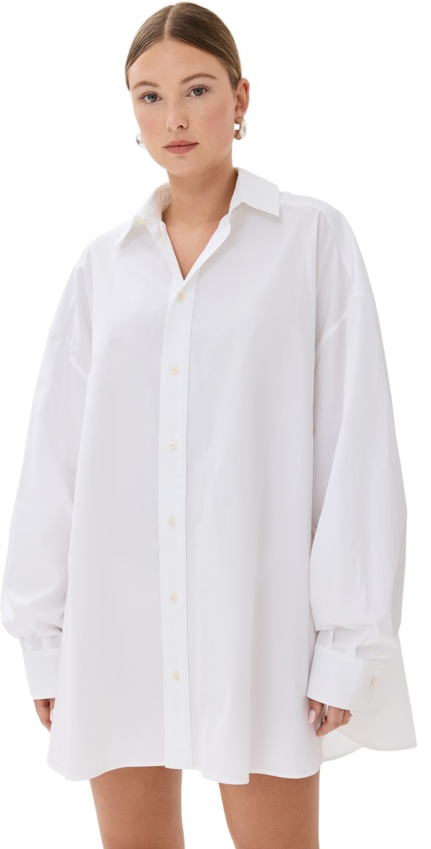 WARDROBE. NYC Oversize Shirt Mini Dress Blue