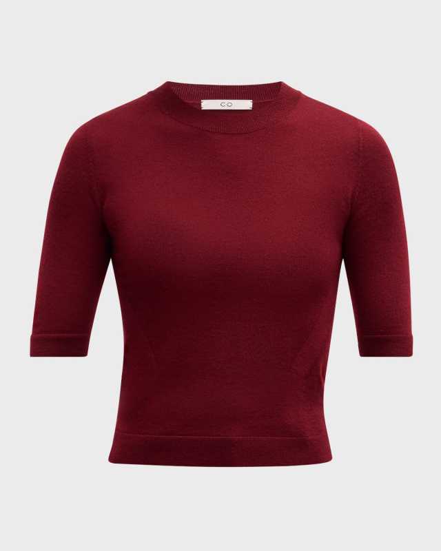 Short-Sleeve Cashmere Sweater