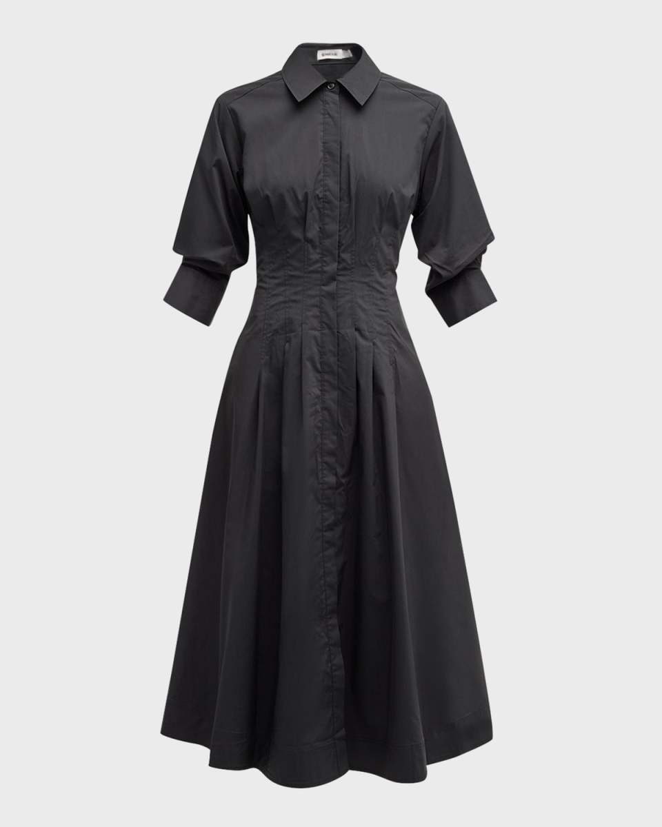 Jazz Core Cotton Poplin Pintuck Midi Dress