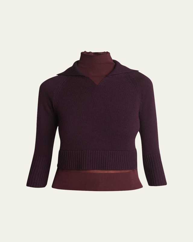 Wool Double Layer Top with Sheer Underlay