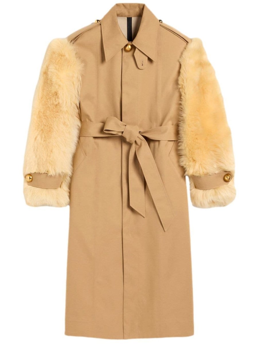 belted faux-fur coat