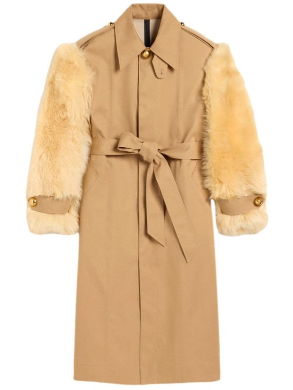 belted faux-fur coat