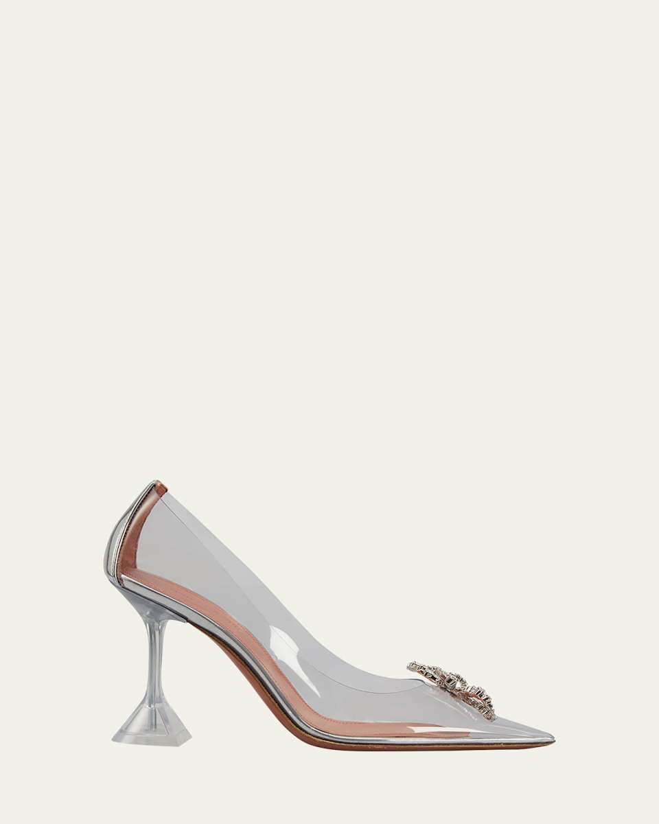 Rosie 95mm Crystal Bow Glass Pumps