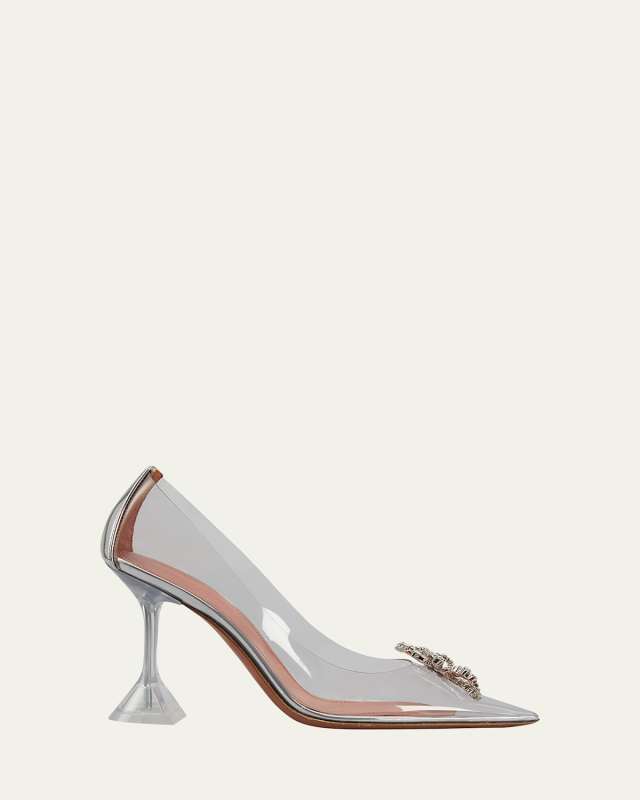 Rosie 95mm Crystal Bow Glass Pumps
