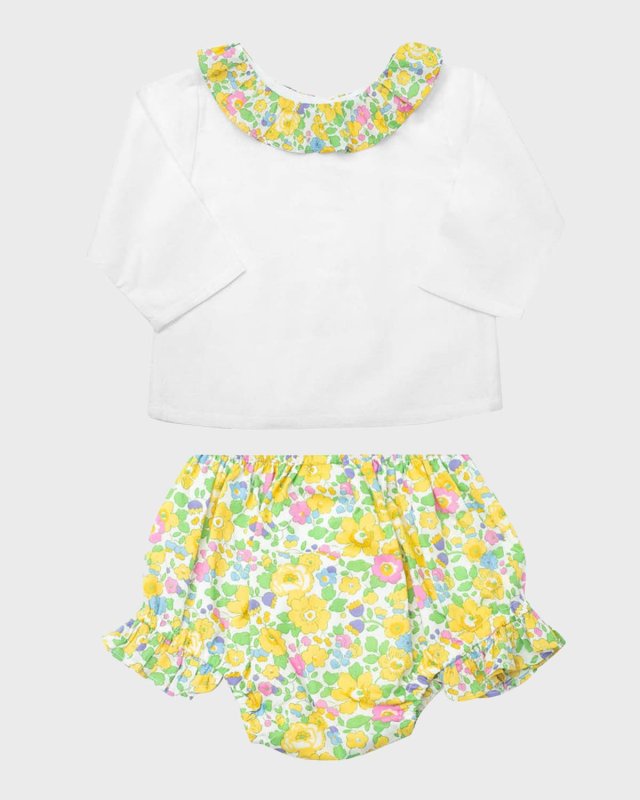 Girl's Betsy Blouse W/ Bloomers Set, Size Newbor