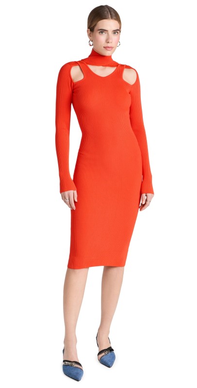 Coperni Cut-Out Knit Dress Red
