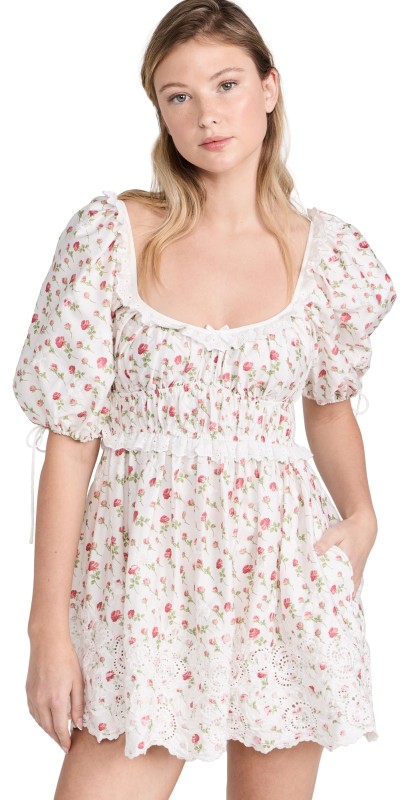 For Love & Lemons Jackson Mini Dress White