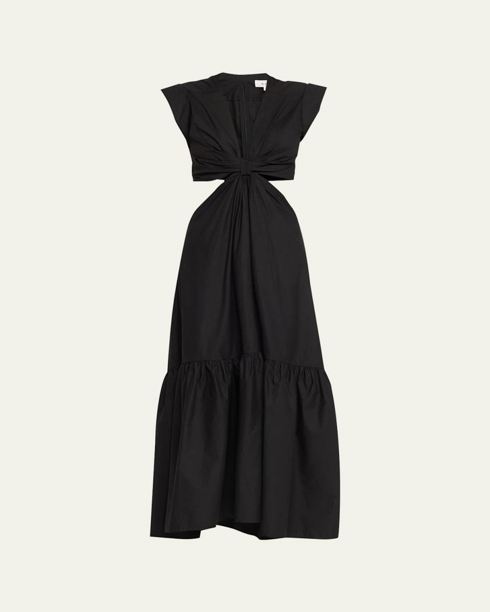 Alexandria Gathered Cut-Out Midi Dress