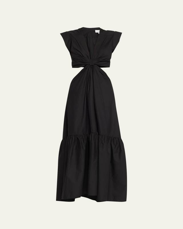 Alexandria Gathered Cut-Out Midi Dress