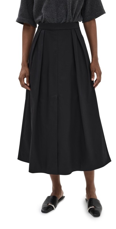 Róhe Wide Poplin Skirt Noir