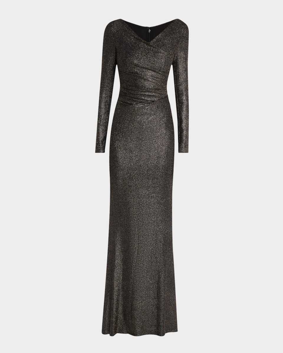 Rainbow Iridescent Jersey Long-Sleeve Gown