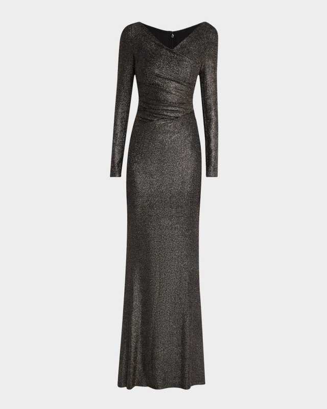 Rainbow Iridescent Jersey Long-Sleeve Gown