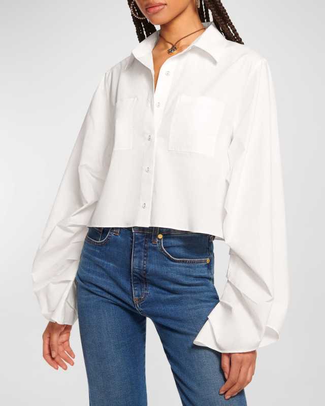 Dee Cropped Button-Front Shirt