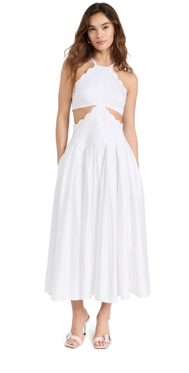 Prabal Gurung Scallop Edge Cut Out Dress White