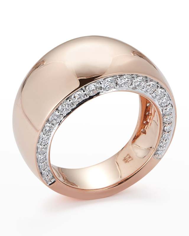 Lytton Rose Gold Wide High Polish Band with White Rhodium and Diamonds Size 7