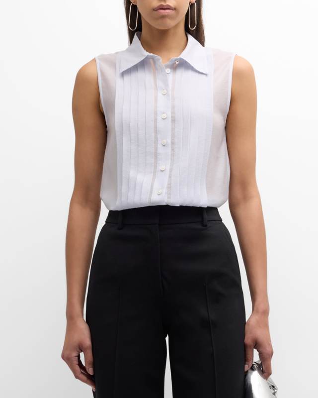 Janet Sleeveless Tuxedo Shirt