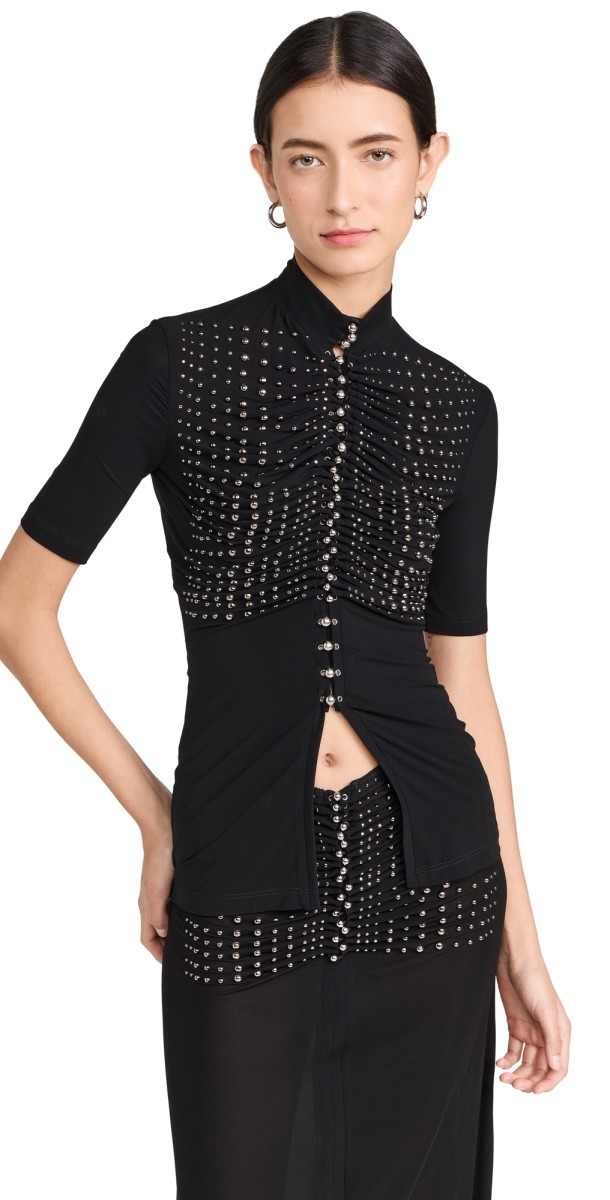 rabanne Studded Top Black