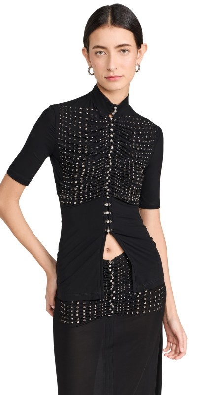 rabanne Studded Top Black