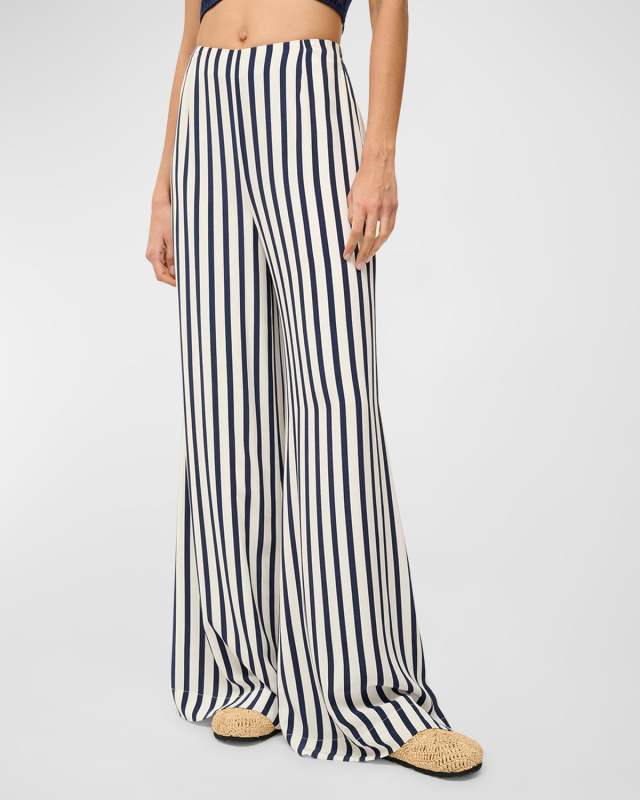 Luke Striped Wide-Leg Viscose Pants