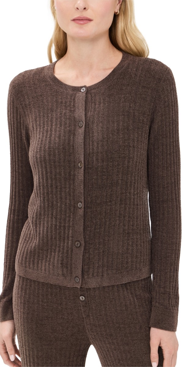 Barefoot Dreams CozyChic Ultra Light Ribbed Button Cardigan Java