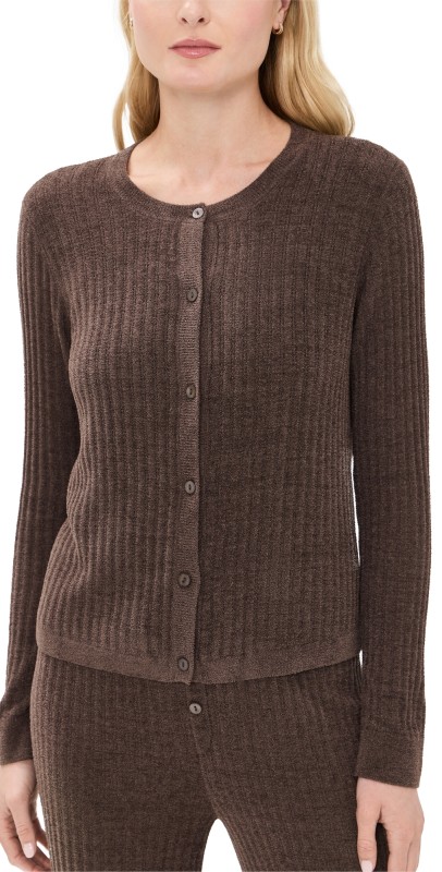 Barefoot Dreams CozyChic Ultra Light Ribbed Button Cardigan Java