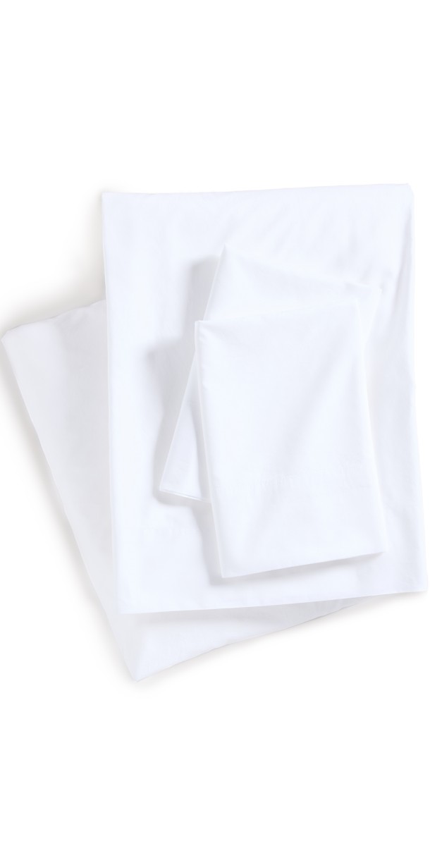 Kassatex Lorimer Washed Percale Queen Sheet Set White