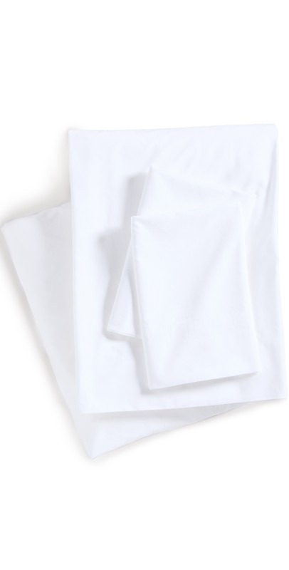 Kassatex Lorimer Washed Percale Queen Sheet Set White