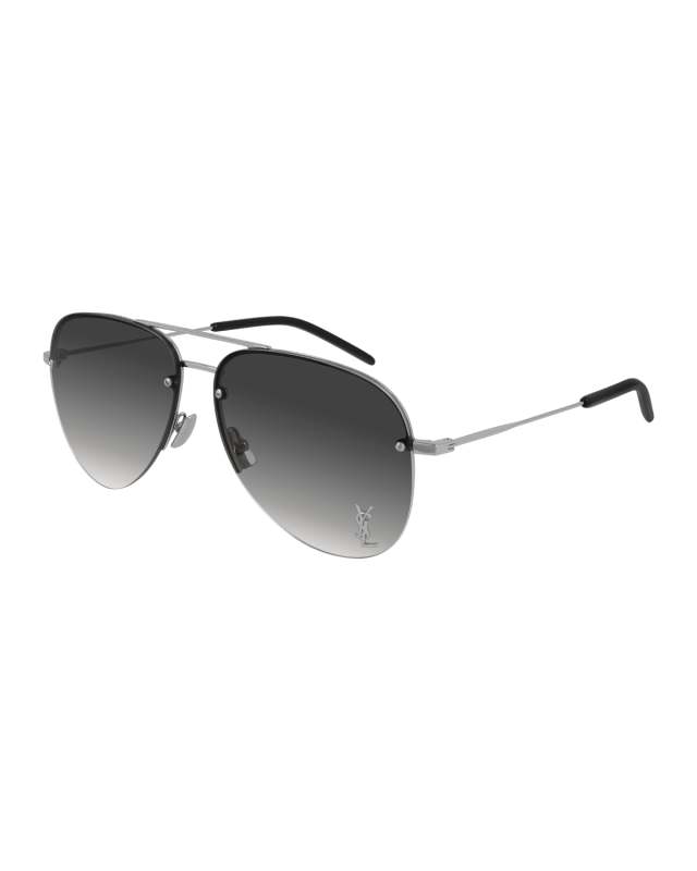 YSL Semi-Rimless Metal Aviator Sunglasses