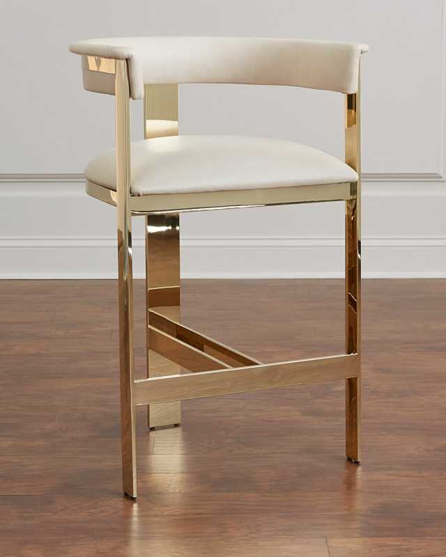 Darla Brass and Leather Bar Stool