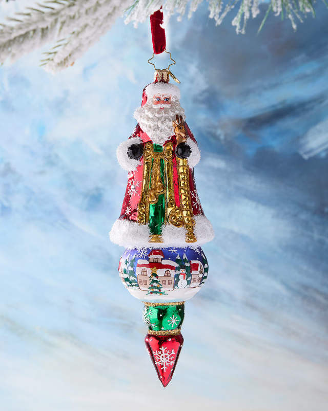 Santas Splendid Snowscape Christmas Ornament