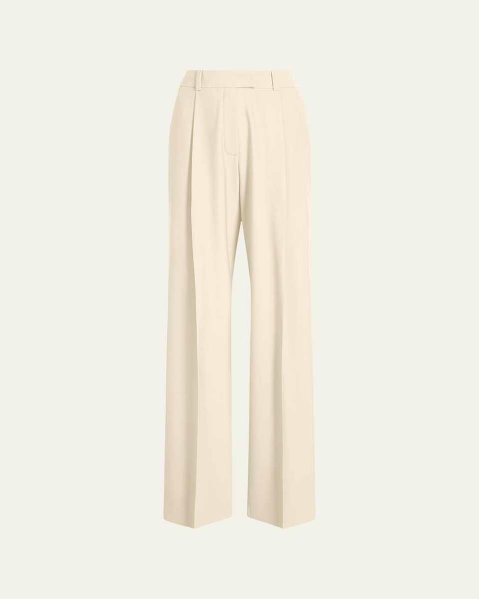 Pleated Wide-Leg Wool Pants