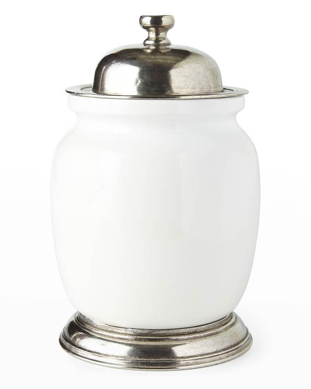 Large Ceramic & Pewter Canister