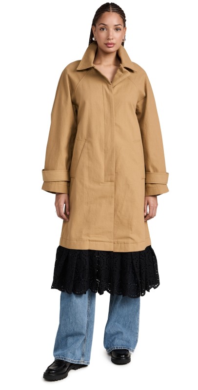 Sea Maeve Eyelet Long Sleeve Trench Coat Multi