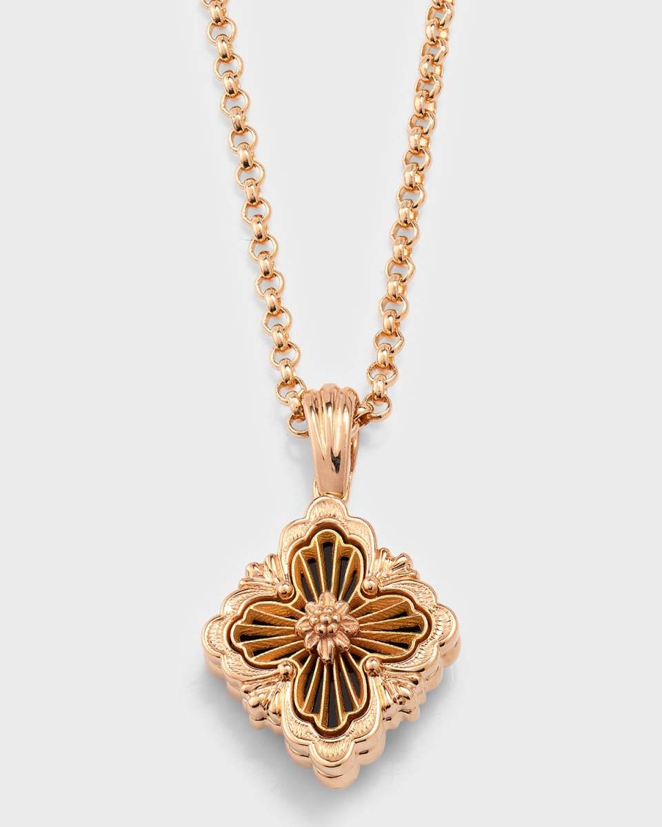 18k Pink Gold Onyx Pendant Necklace