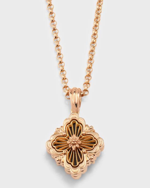 18k Pink Gold Onyx Pendant Necklace