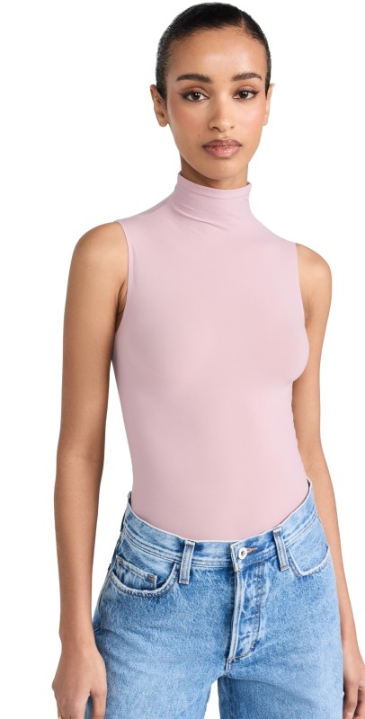 Commando Ballet Mockneck Sleeveless Thong Bodysuit Mauve