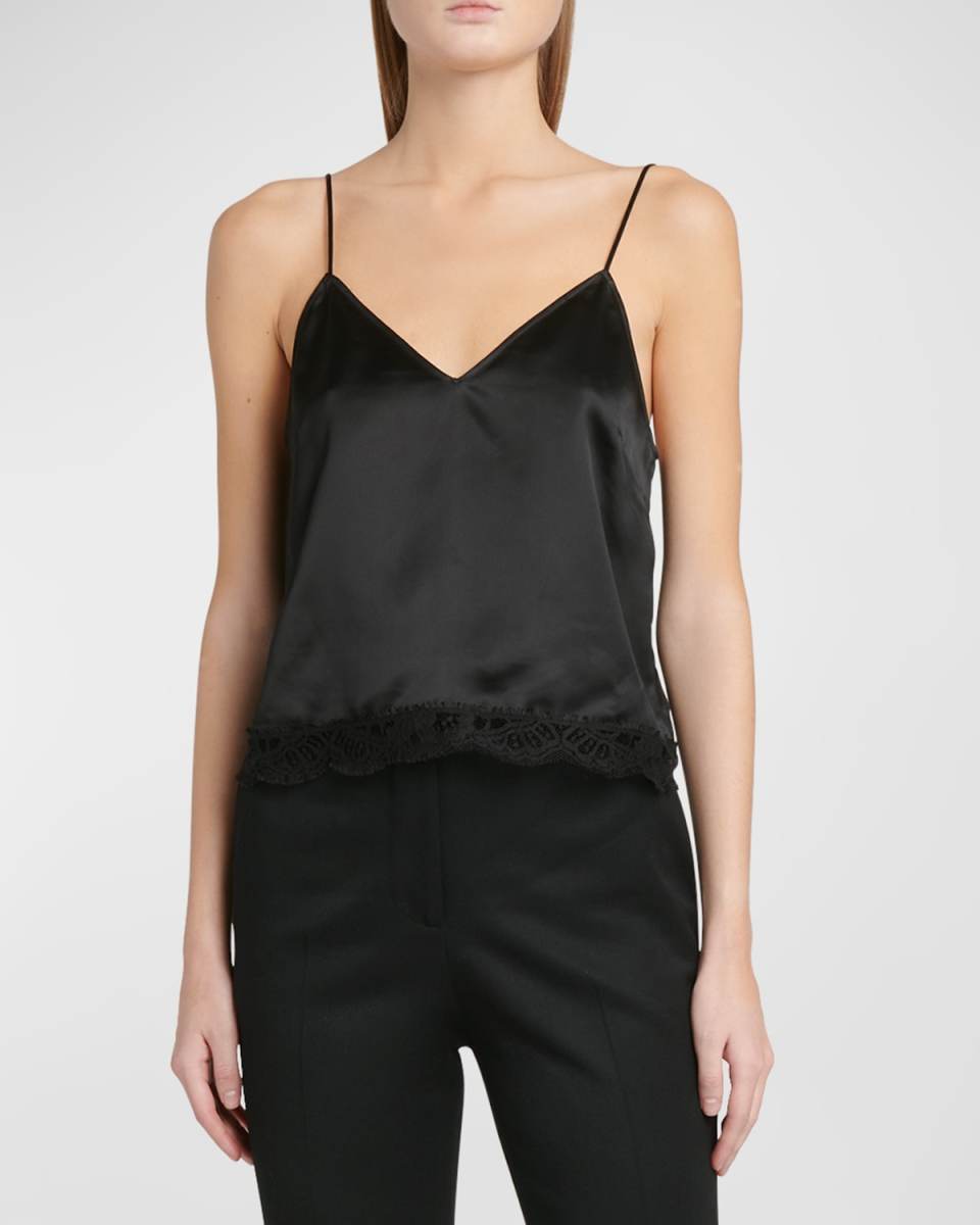 Satin Lace-Trim Camisole