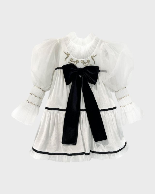 Girl's Aurora Embroidered Velour Dress, Size 12M-10