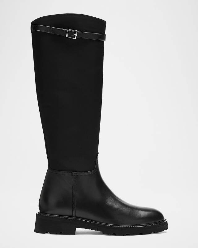 Quintin Nylon Leather Buckle Riding Boots