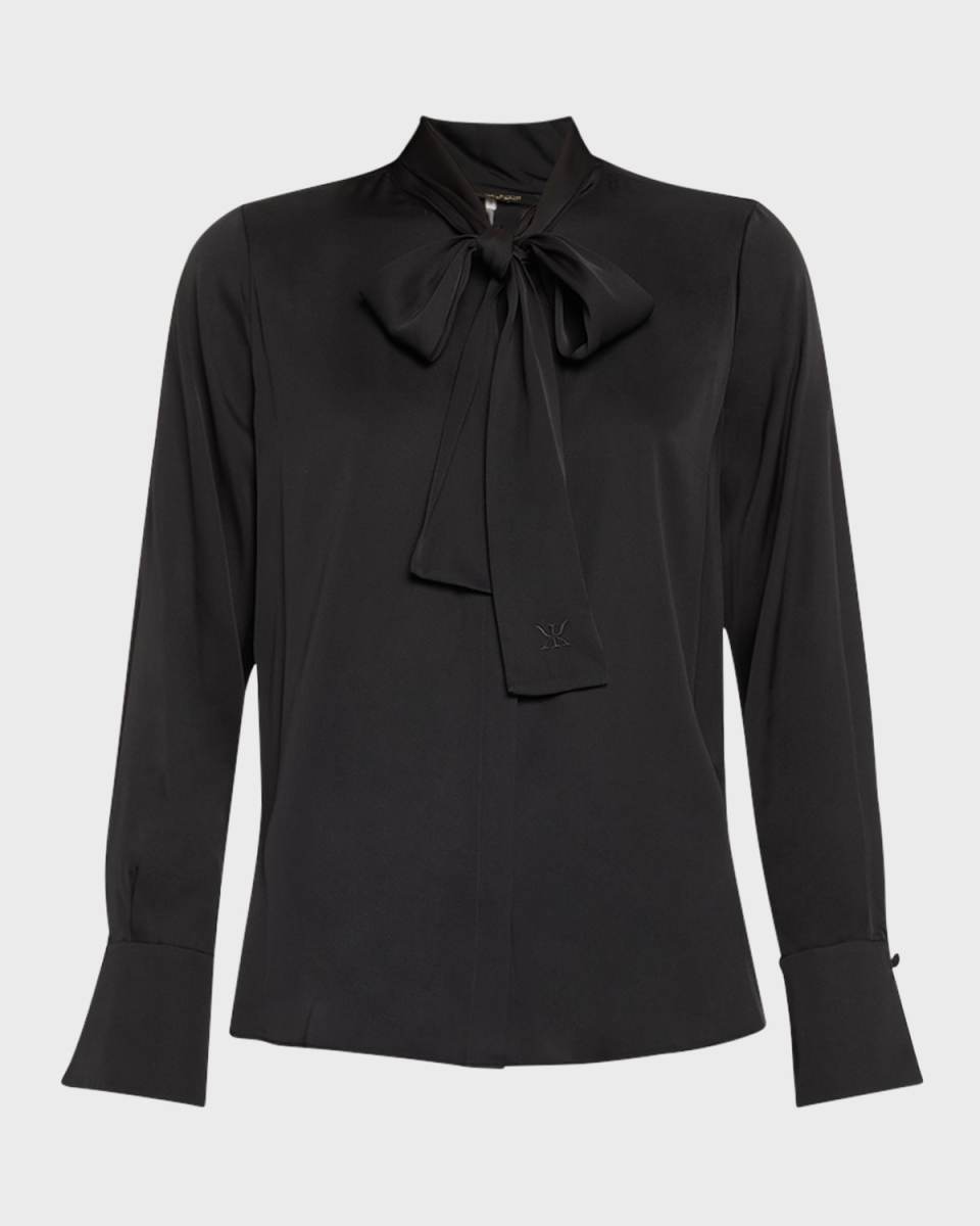 Leni Tie-Neck Button-Down Blous